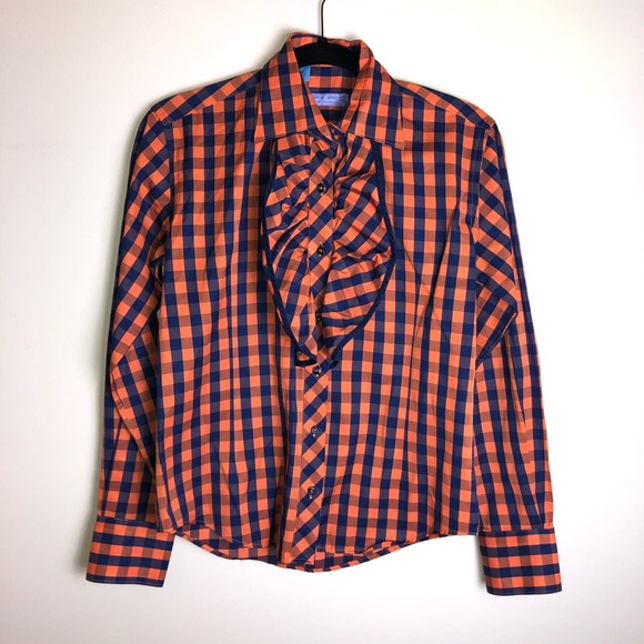 Tops - Plaid button up shirt with ruffles Tops - Plaid button up shirt with ruffles